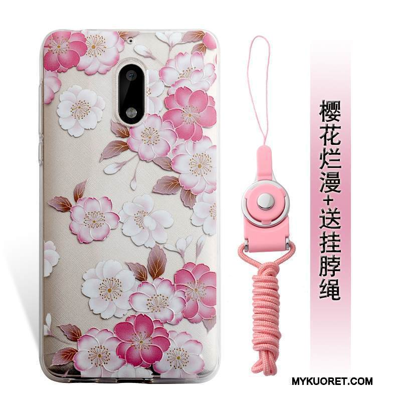 Kuori Nokia 6 Kohokuviointi Puhelimen Kuoret Murtumaton, Kotelo Nokia 6 Laukut Sininen Ripustettavat Koristeet