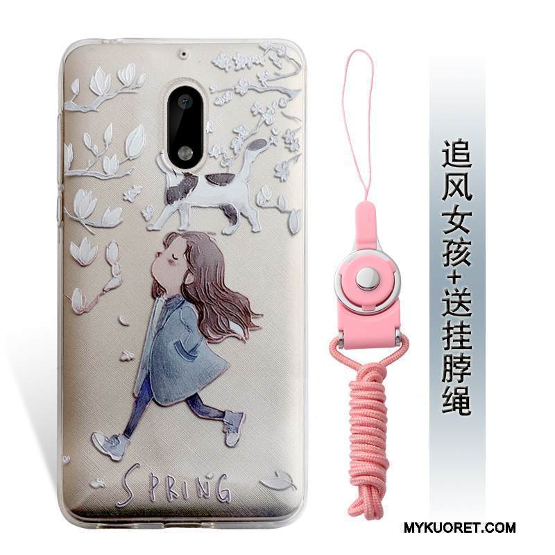 Kuori Nokia 6 Kohokuviointi Puhelimen Kuoret Murtumaton, Kotelo Nokia 6 Laukut Sininen Ripustettavat Koristeet