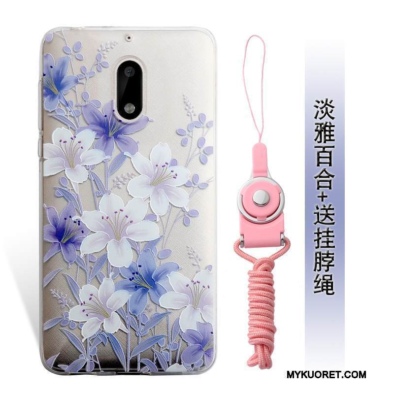 Kuori Nokia 6 Kohokuviointi Puhelimen Kuoret Murtumaton, Kotelo Nokia 6 Laukut Sininen Ripustettavat Koristeet