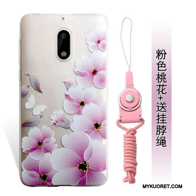 Kuori Nokia 6 Kohokuviointi Puhelimen Kuoret Murtumaton, Kotelo Nokia 6 Laukut Sininen Ripustettavat Koristeet