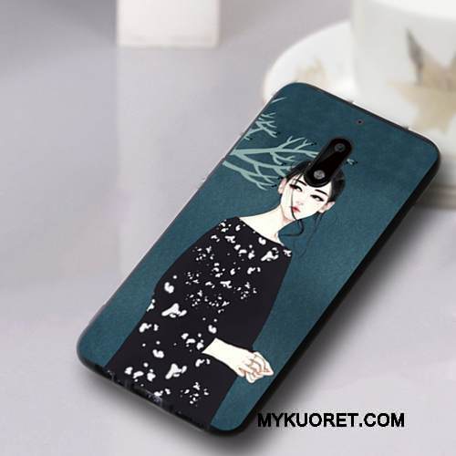 Kuori Nokia 6 Laukut Murtumaton Pesty Suede, Kotelo Nokia 6 Pehmeä Neste Puhelimen Kuoret Sininen