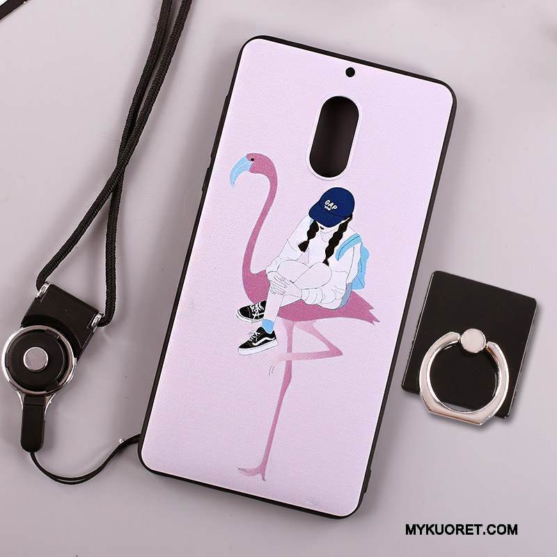 Kuori Nokia 6 Laukut Ripustettava Kaula Puhelimen Kuoret, Kotelo Nokia 6 Suojaus Valkoinen Rengas