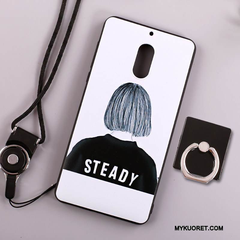 Kuori Nokia 6 Laukut Ripustettava Kaula Puhelimen Kuoret, Kotelo Nokia 6 Suojaus Valkoinen Rengas