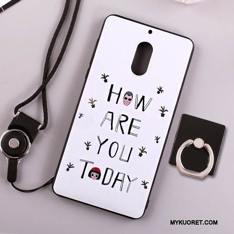 Kuori Nokia 6 Laukut Ripustettava Kaula Puhelimen Kuoret, Kotelo Nokia 6 Suojaus Valkoinen Rengas