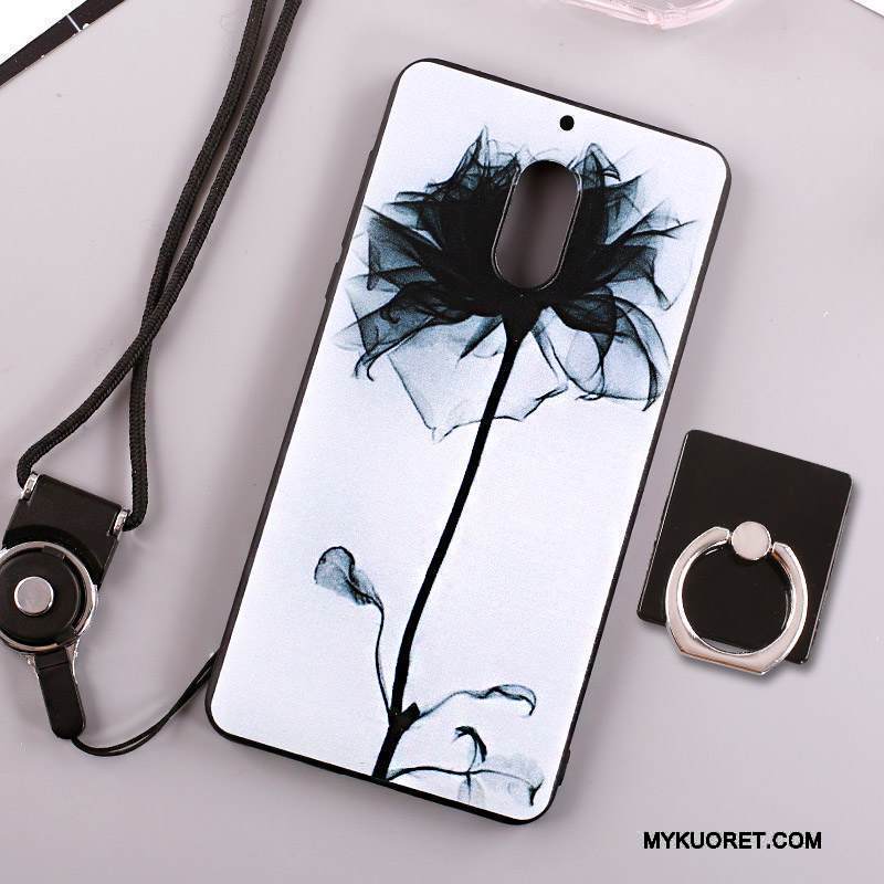 Kuori Nokia 6 Laukut Ripustettava Kaula Puhelimen Kuoret, Kotelo Nokia 6 Suojaus Valkoinen Rengas