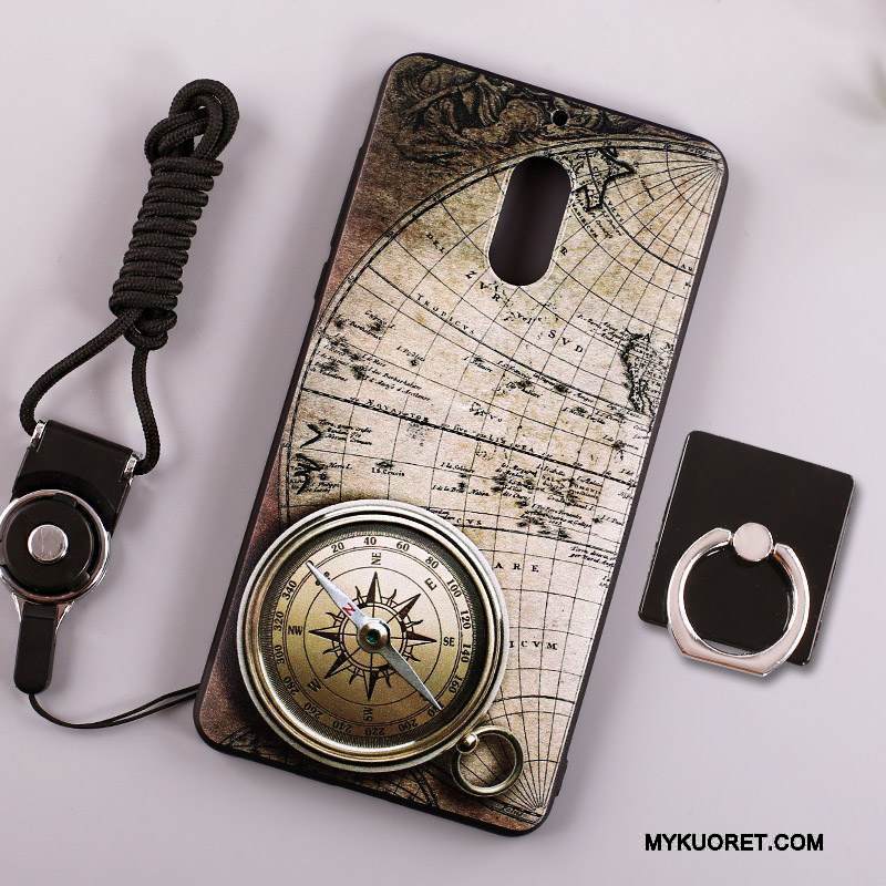 Kuori Nokia 6 Laukut Ripustettava Kaula Puhelimen Kuoret, Kotelo Nokia 6 Suojaus Valkoinen Rengas