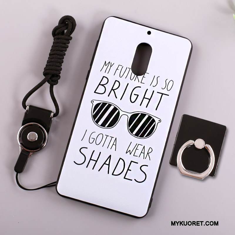 Kuori Nokia 6 Laukut Ripustettava Kaula Puhelimen Kuoret, Kotelo Nokia 6 Suojaus Valkoinen Rengas