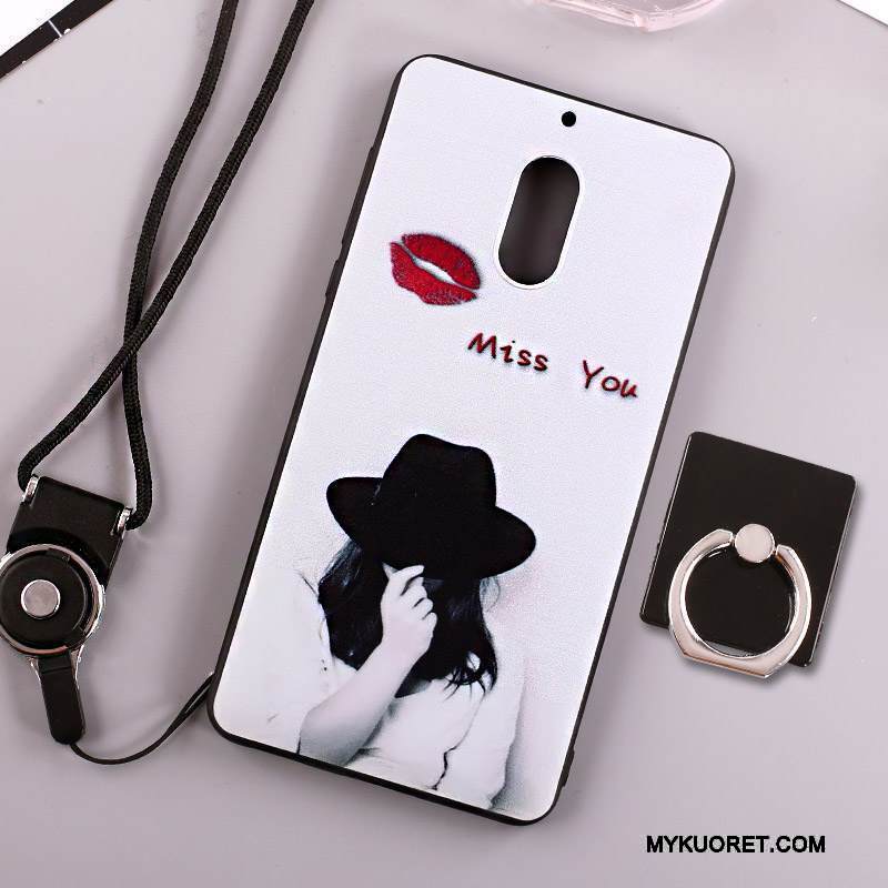 Kuori Nokia 6 Laukut Ripustettava Kaula Puhelimen Kuoret, Kotelo Nokia 6 Suojaus Valkoinen Rengas