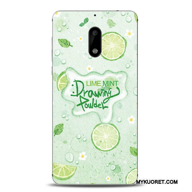 Kuori Nokia 6 Laukut Vihreä Murtumaton, Kotelo Nokia 6 Kohokuviointi Rengas Puhelimen Kuoret