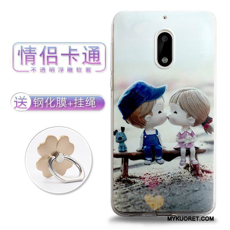 Kuori Nokia 6 Maalaus Ulotteinen Murtumaton, Kotelo Nokia 6 Pehmeä Neste Trendi Sininen