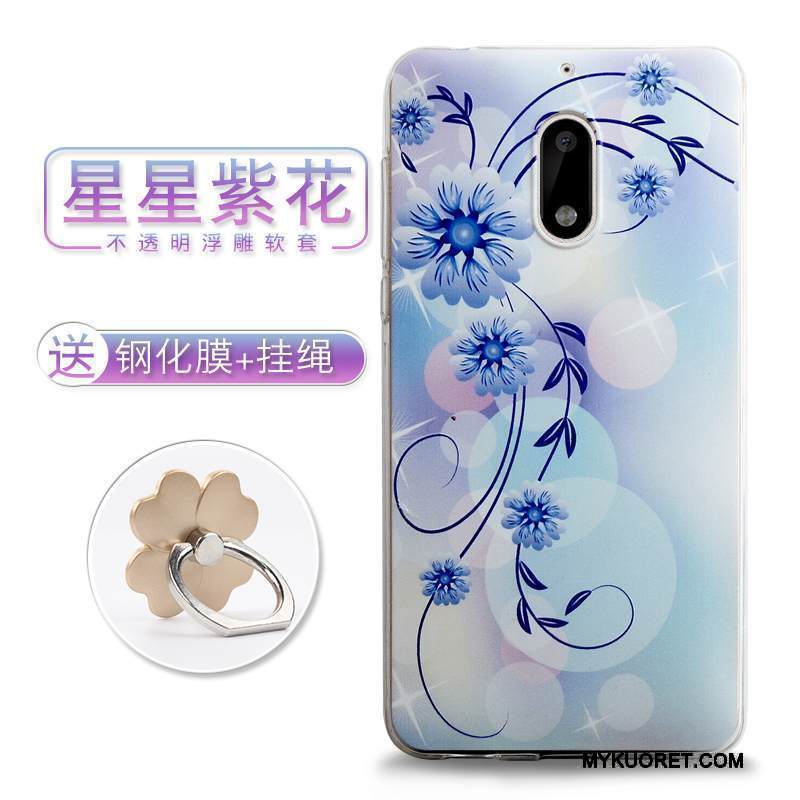 Kuori Nokia 6 Maalaus Ulotteinen Murtumaton, Kotelo Nokia 6 Pehmeä Neste Trendi Sininen