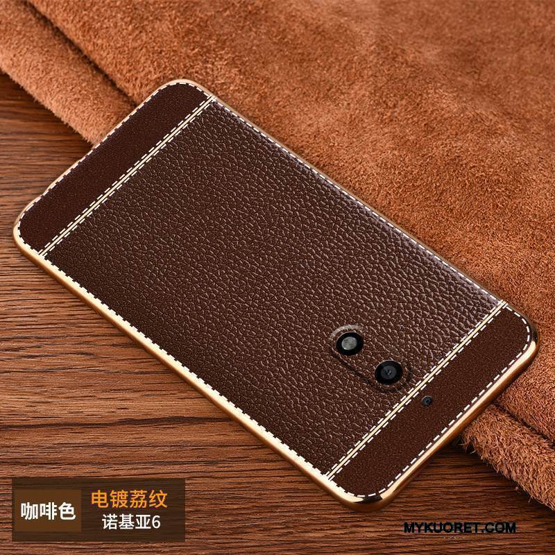 Kuori Nokia 6 Nahka Kukkakuvio Trendi, Kotelo Nokia 6 Suojaus Persoonallisuus Puhelimen Kuoret