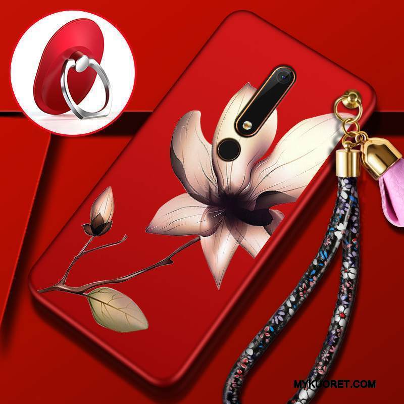 Kuori Nokia 6 Pehmeä Neste Karkaisu Kalvo, Kotelo Nokia 6 Punainen Puhelimen Kuoret