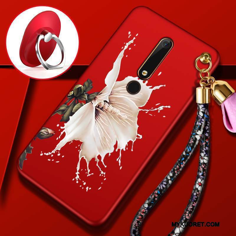 Kuori Nokia 6 Pehmeä Neste Karkaisu Kalvo, Kotelo Nokia 6 Punainen Puhelimen Kuoret