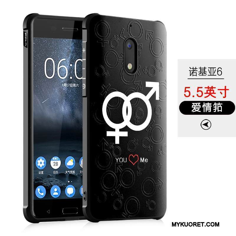 Kuori Nokia 6 Pehmeä Neste Murtumaton Trendi, Kotelo Nokia 6 Silikoni Puhelimen Kuoret Musta