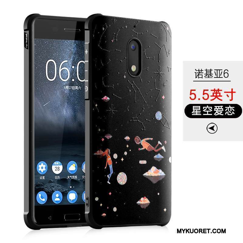 Kuori Nokia 6 Pehmeä Neste Murtumaton Trendi, Kotelo Nokia 6 Silikoni Puhelimen Kuoret Musta