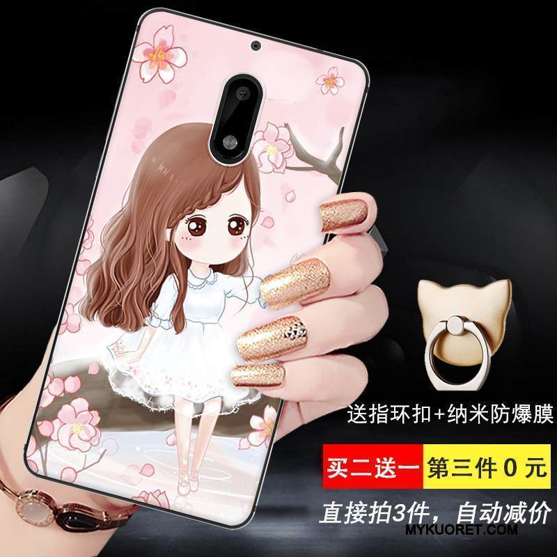 Kuori Nokia 6 Silikoni Keltainen Puhelimen Kuoret, Kotelo Nokia 6 Sarjakuva Murtumaton