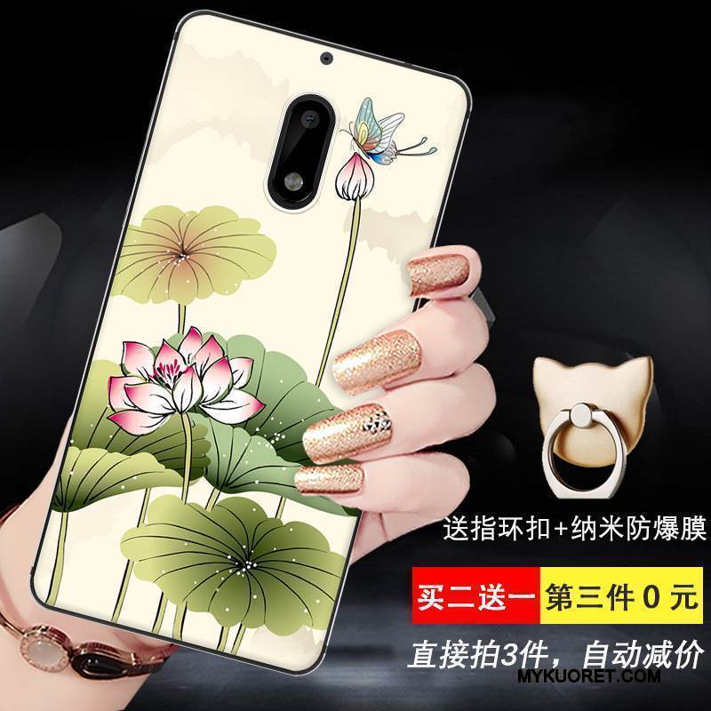 Kuori Nokia 6 Silikoni Keltainen Puhelimen Kuoret, Kotelo Nokia 6 Sarjakuva Murtumaton