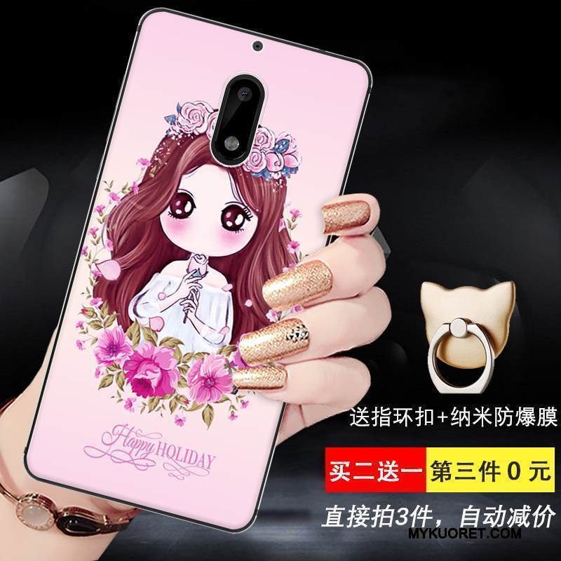 Kuori Nokia 6 Silikoni Keltainen Puhelimen Kuoret, Kotelo Nokia 6 Sarjakuva Murtumaton