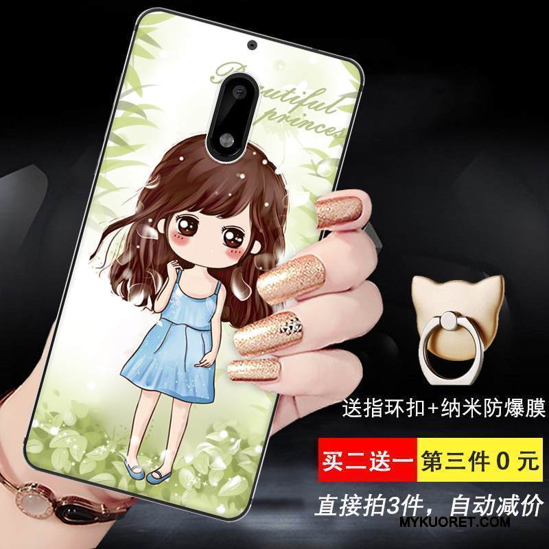 Kuori Nokia 6 Silikoni Keltainen Puhelimen Kuoret, Kotelo Nokia 6 Sarjakuva Murtumaton