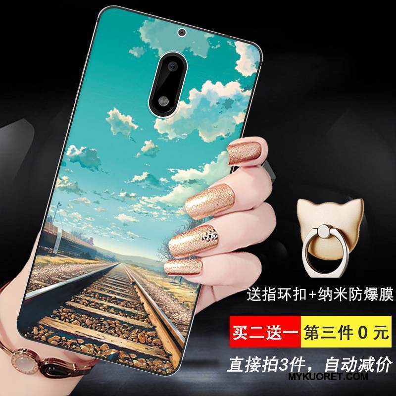 Kuori Nokia 6 Silikoni Keltainen Puhelimen Kuoret, Kotelo Nokia 6 Sarjakuva Murtumaton