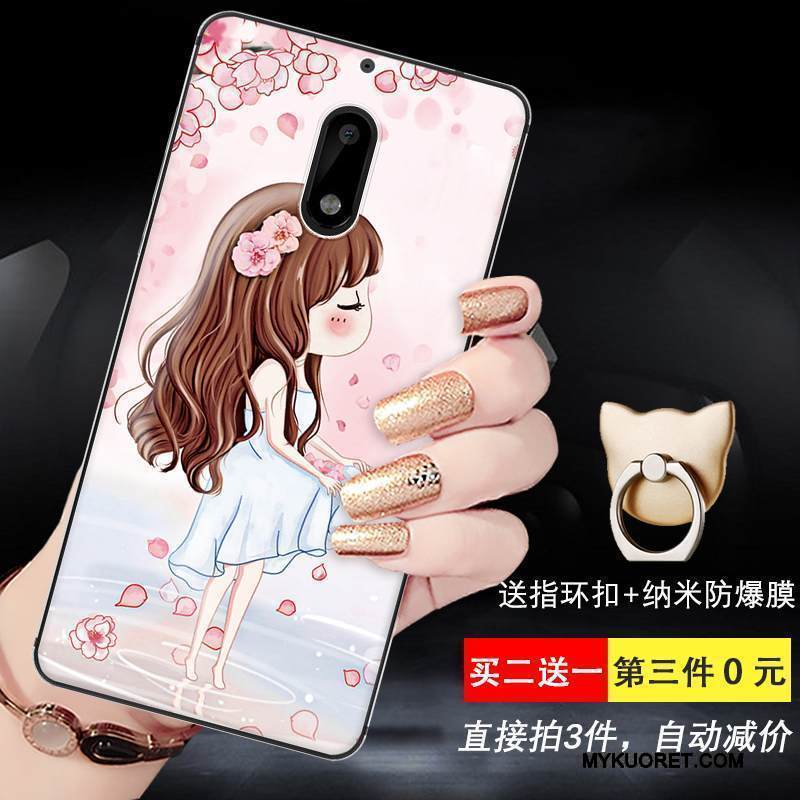 Kuori Nokia 6 Silikoni Keltainen Puhelimen Kuoret, Kotelo Nokia 6 Sarjakuva Murtumaton