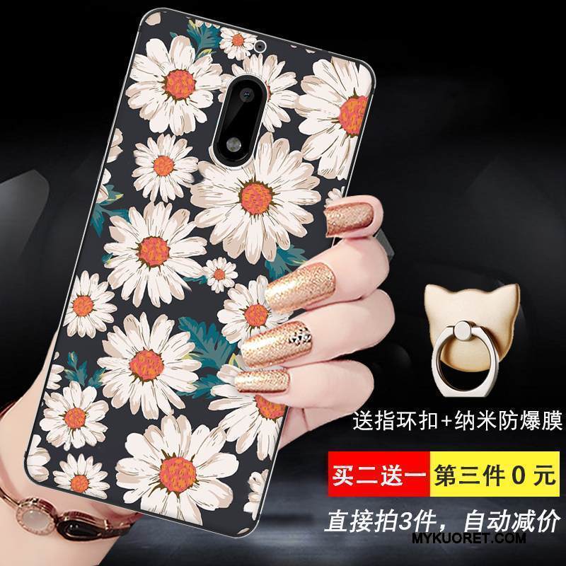 Kuori Nokia 6 Silikoni Keltainen Puhelimen Kuoret, Kotelo Nokia 6 Sarjakuva Murtumaton