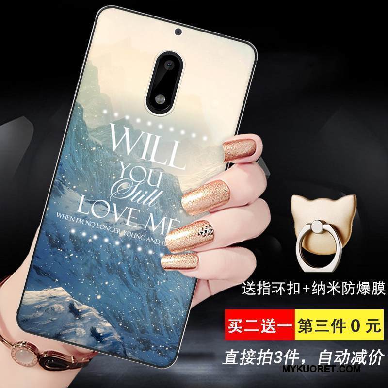 Kuori Nokia 6 Silikoni Keltainen Puhelimen Kuoret, Kotelo Nokia 6 Sarjakuva Murtumaton