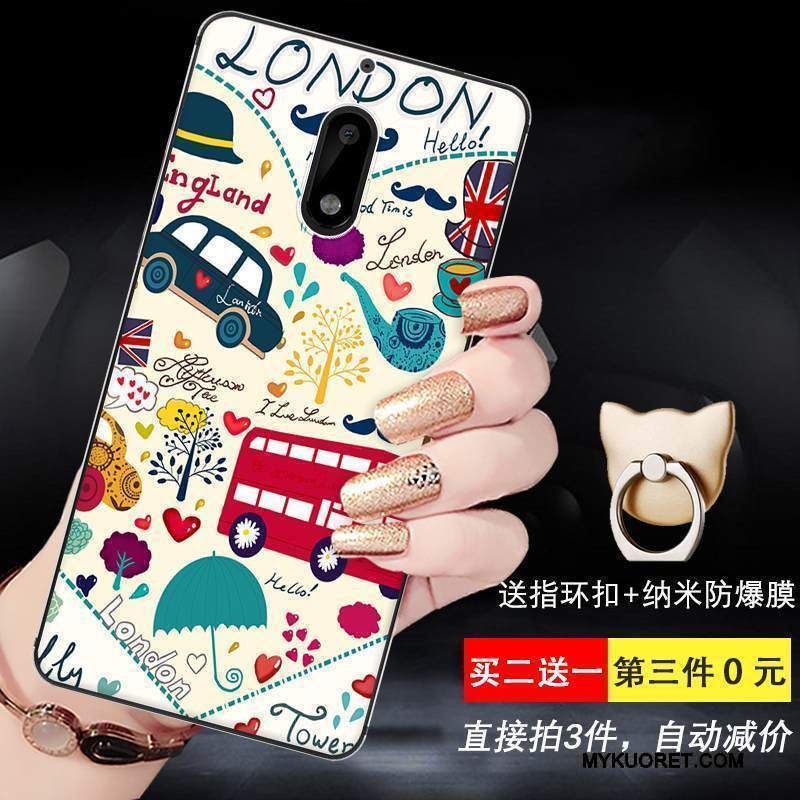 Kuori Nokia 6 Silikoni Keltainen Puhelimen Kuoret, Kotelo Nokia 6 Sarjakuva Murtumaton