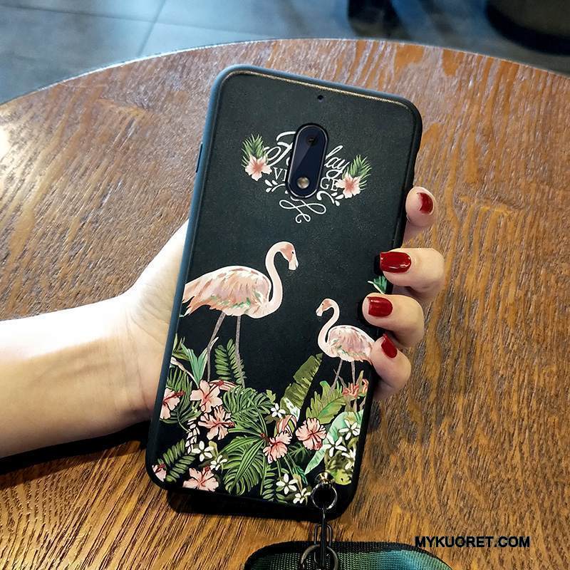 Kuori Nokia 6 Silikoni Murtumaton Ripustettavat Koristeet, Kotelo Nokia 6 Suojaus Musta Puhelimen Kuoret