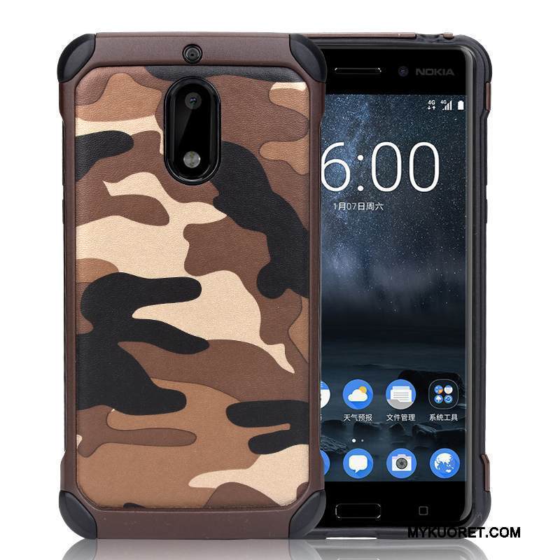 Kuori Nokia 6 Silikoni Trendi Naamiointi, Kotelo Nokia 6 Tuki Sininen Rengas