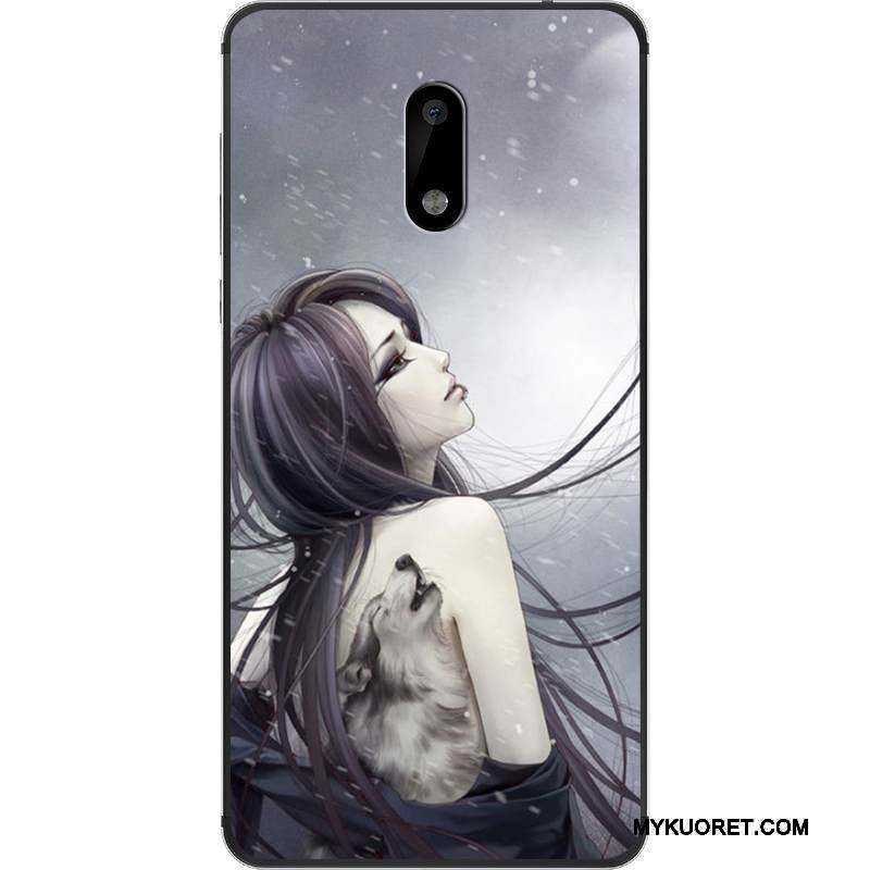 Kuori Nokia 6 Silikoni Valkoinen Puhelimen Kuoret, Kotelo Nokia 6 Laukut Murtumaton Trendi