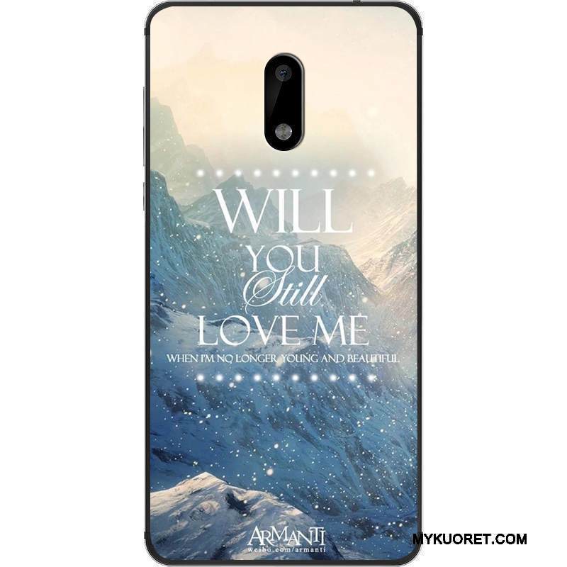 Kuori Nokia 6 Silikoni Valkoinen Puhelimen Kuoret, Kotelo Nokia 6 Laukut Murtumaton Trendi