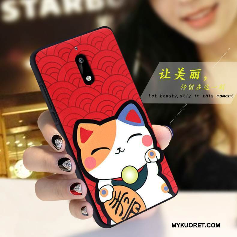 Kuori Nokia 6 Silikoni Valkoinen Yksinkertainen, Kotelo Nokia 6 Pehmeä Neste Puhelimen Kuoret Punainen