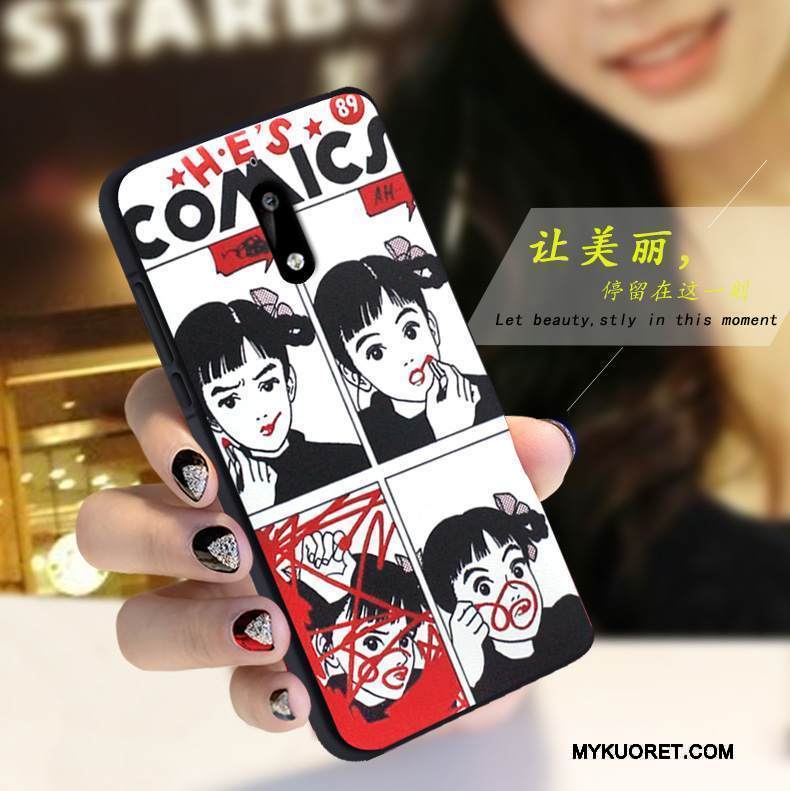 Kuori Nokia 6 Silikoni Valkoinen Yksinkertainen, Kotelo Nokia 6 Pehmeä Neste Puhelimen Kuoret Punainen