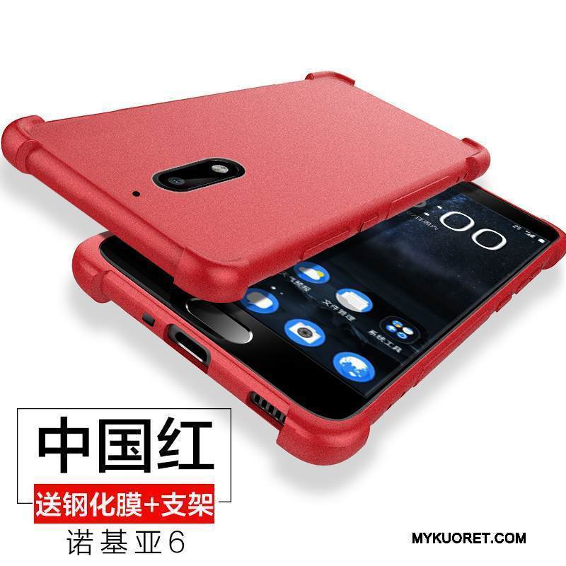 Kuori Nokia 6 Suojaus Puhelimen Kuoret Musta, Kotelo Nokia 6 Pehmeä Neste Pesty Suede Murtumaton