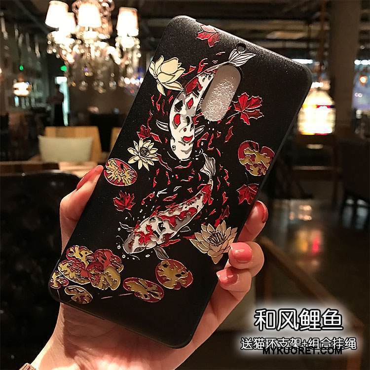 Kuori Nokia 6 Tuki Musta Nosturi, Kotelo Nokia 6 Laukut Murtumaton Pesty Suede