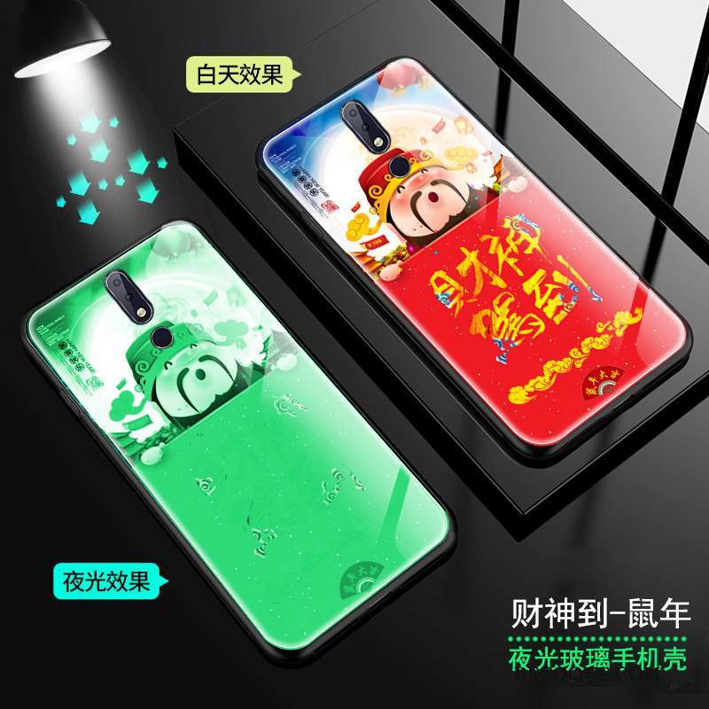 Kuori Nokia 7.1 Lasi Punainen, Kotelo Nokia 7.1 Kirkas Rikkaus