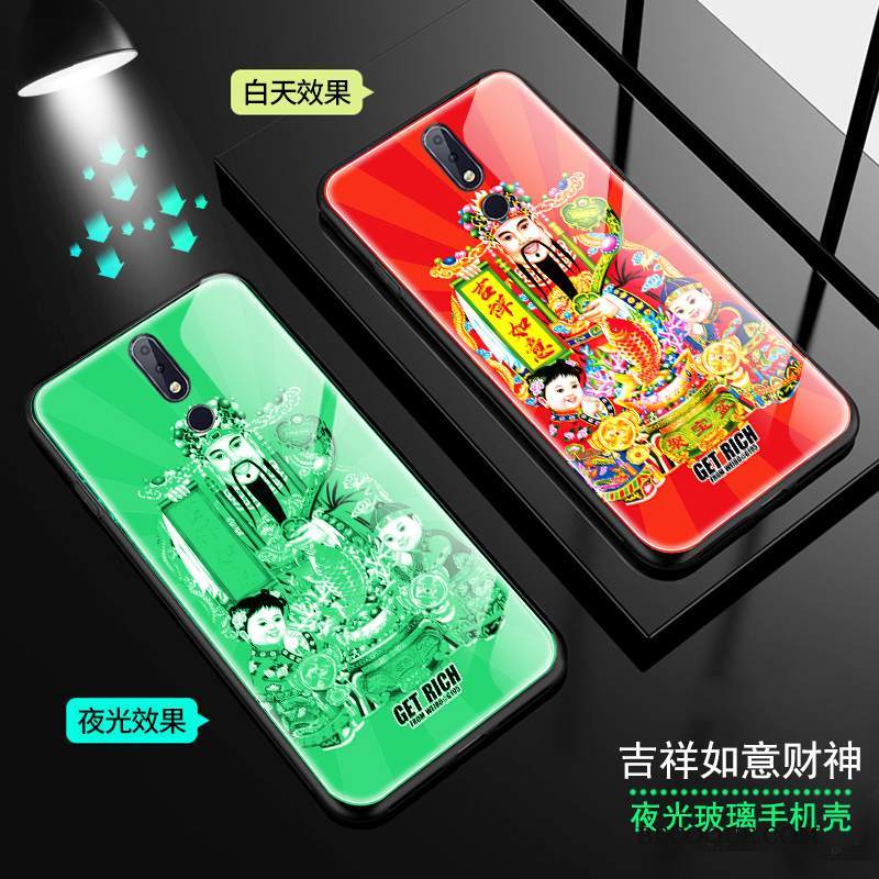 Kuori Nokia 7.1 Lasi Punainen, Kotelo Nokia 7.1 Kirkas Rikkaus