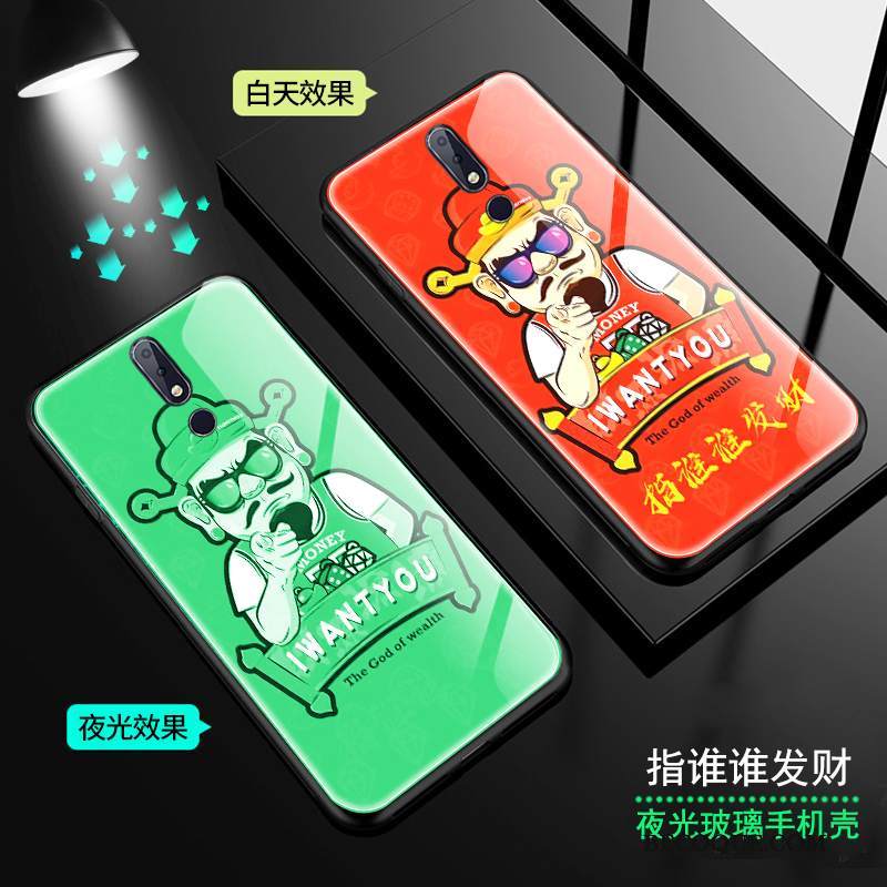 Kuori Nokia 7.1 Lasi Punainen, Kotelo Nokia 7.1 Kirkas Rikkaus