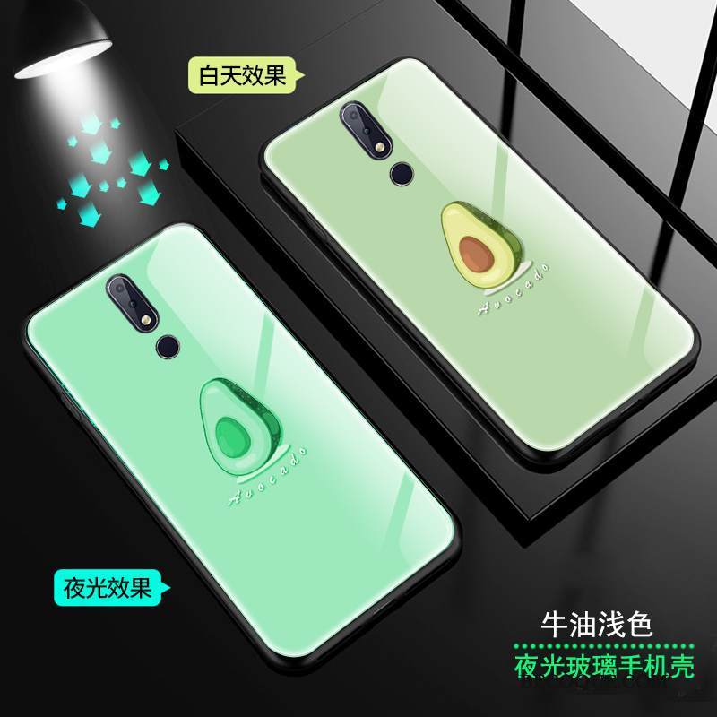 Kuori Nokia 7.1 Lehmä Vihreä, Kotelo Nokia 7.1 Kirkas Lasi