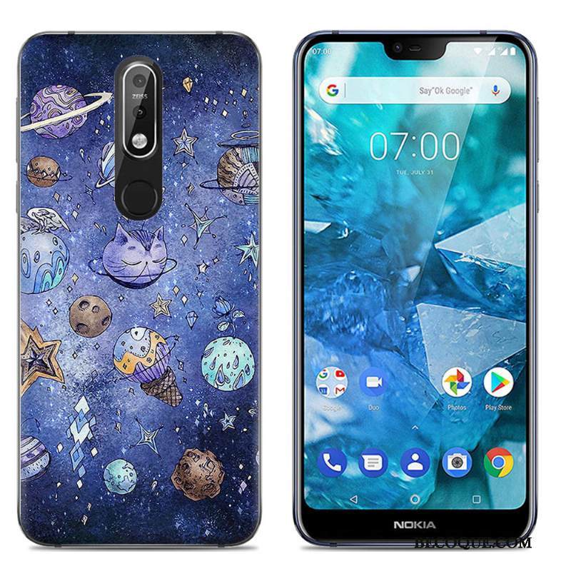 Kuori Nokia 7.1 Luova Läpinäkyvä Trendi, Kotelo Nokia 7.1 Sarjakuva Puhelimen Kuoret L