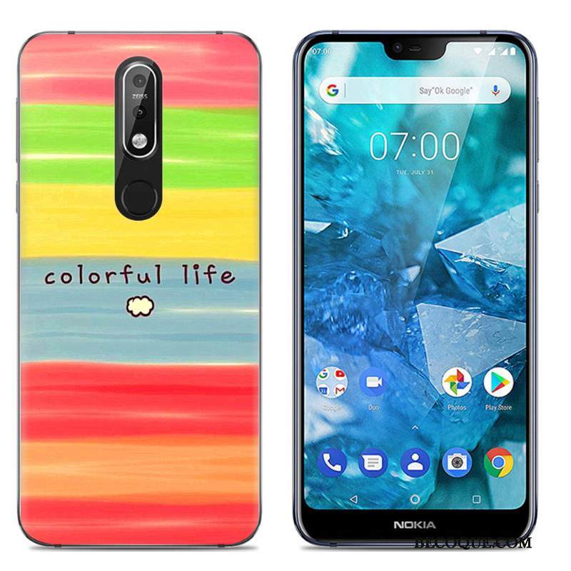 Kuori Nokia 7.1 Luova Läpinäkyvä Trendi, Kotelo Nokia 7.1 Sarjakuva Puhelimen Kuoret L