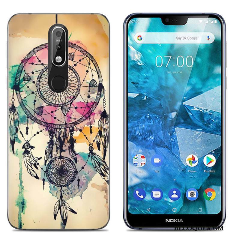 Kuori Nokia 7.1 Luova Läpinäkyvä Trendi, Kotelo Nokia 7.1 Sarjakuva Puhelimen Kuoret L
