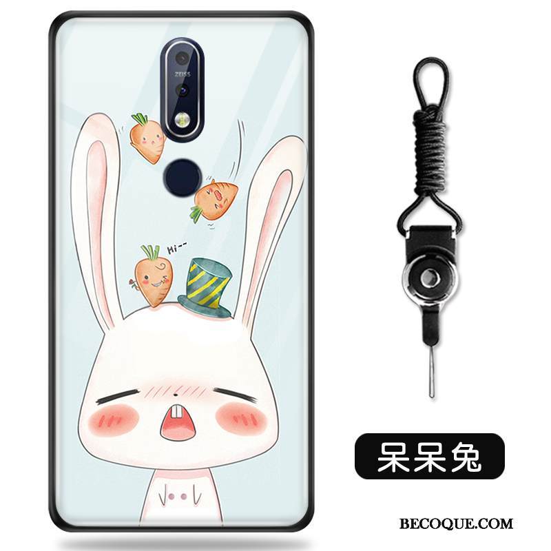 Kuori Nokia 7.1 Sarjakuva Lasi Kova, Kotelo Nokia 7.1 Pehmeä Neste Ihana Valkoinen