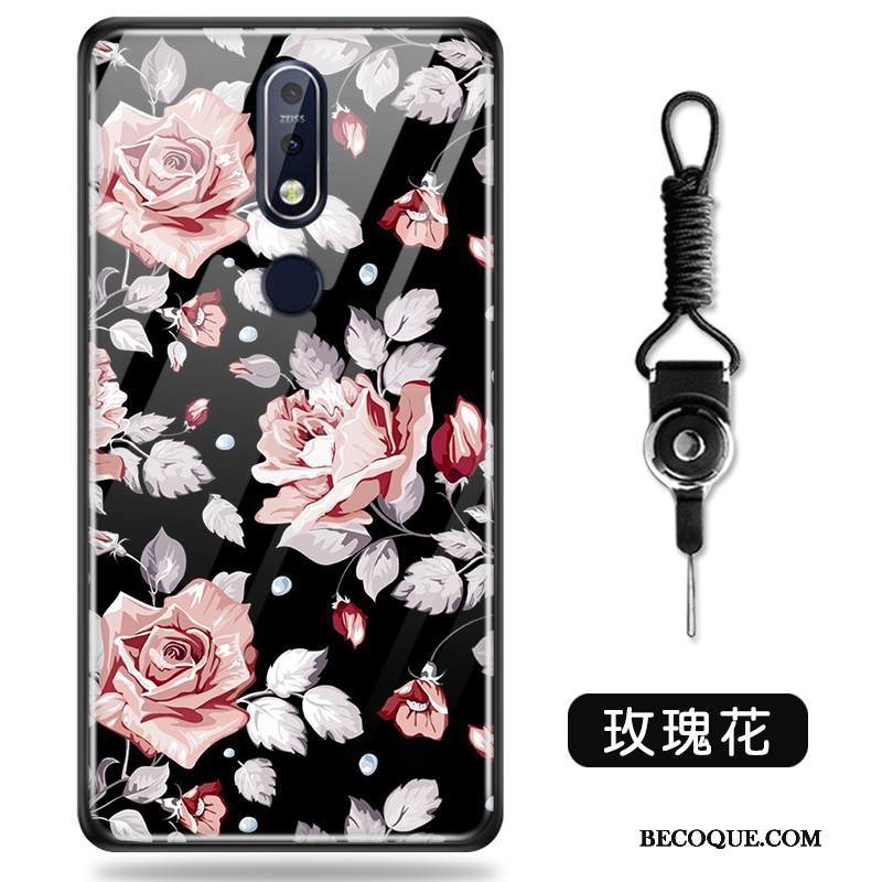 Kuori Nokia 7.1 Sarjakuva Lasi Kova, Kotelo Nokia 7.1 Pehmeä Neste Ihana Valkoinen