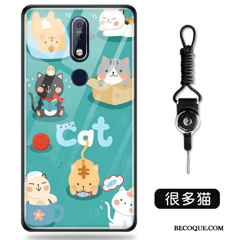 Kuori Nokia 7.1 Sarjakuva Lasi Kova, Kotelo Nokia 7.1 Pehmeä Neste Ihana Valkoinen