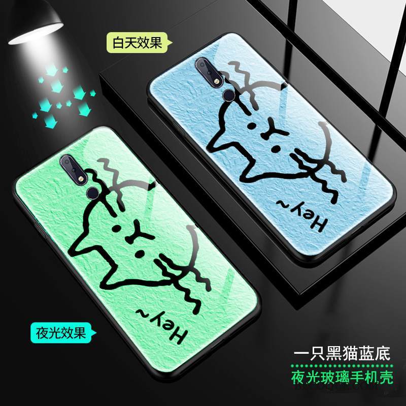 Kuori Nokia 7.1 Sarjakuva Sininen Kirkas, Kotelo Nokia 7.1 Kissa Lasi