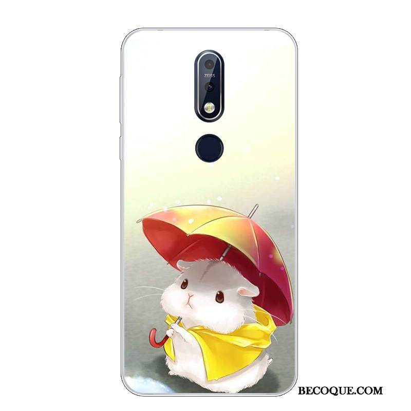 Kuori Nokia 7.1 Suojaus Valkoinen Puhelimen Kuoret, Kotelo Nokia 7.1 Pehmeä Neste Ihana