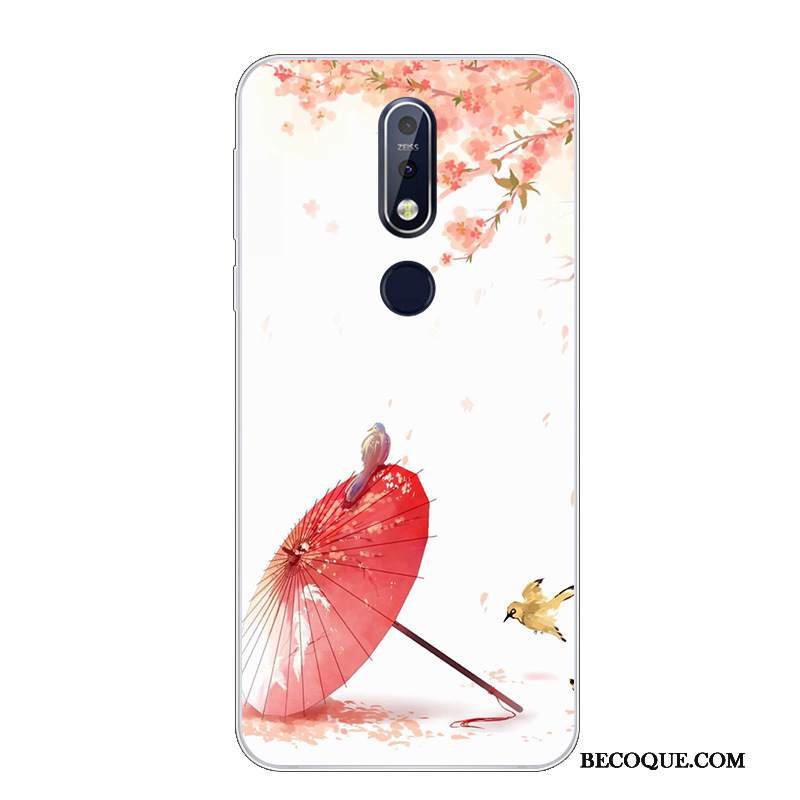 Kuori Nokia 7.1 Suojaus Valkoinen Puhelimen Kuoret, Kotelo Nokia 7.1 Pehmeä Neste Ihana